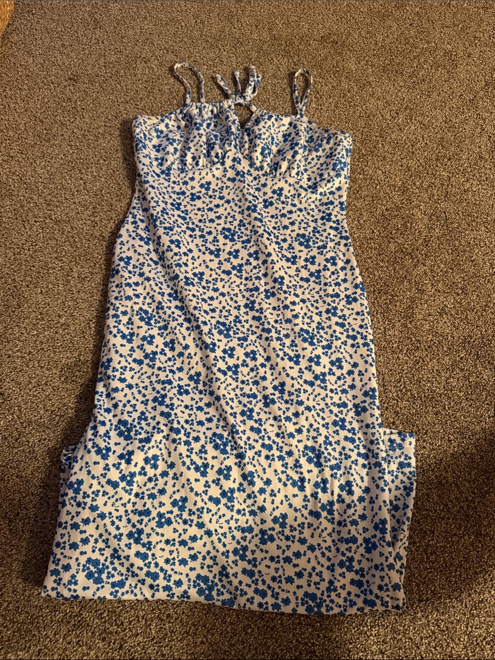 Blue Floral Cotton Dress Shein Size L